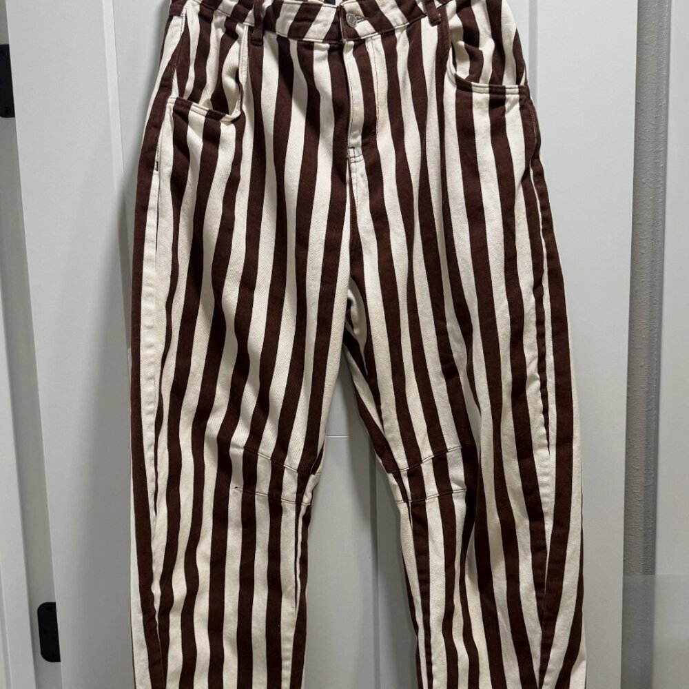ASOS DESIGN Barrel-Leg Wide Stripe Jeans – Size 10